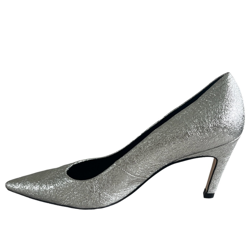 Good American The Icon Pointed Toe pump Heels. Silver crackle leather size 7. - Picture 3 of 10